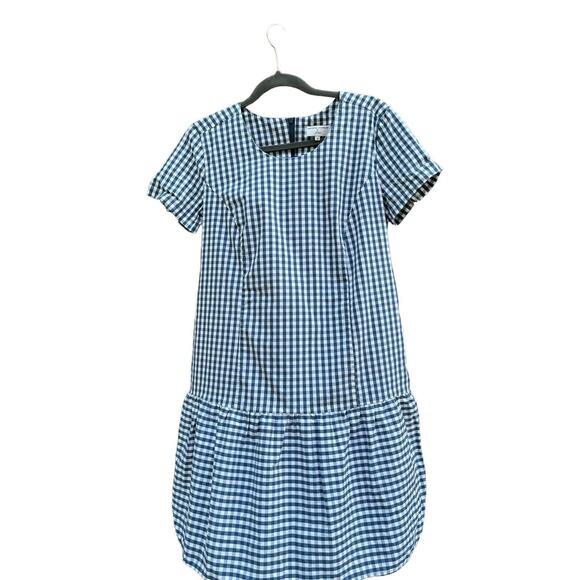 Universal Standard Dresses & Skirts - Universal Standard x J Crew Blue Poplin Gingham Drop Waist Dress,‎ Size Small